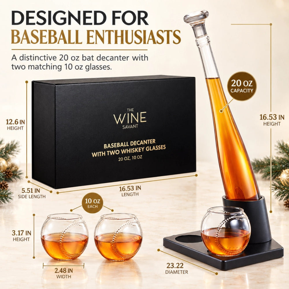 Baseball themed whiskey decanter set