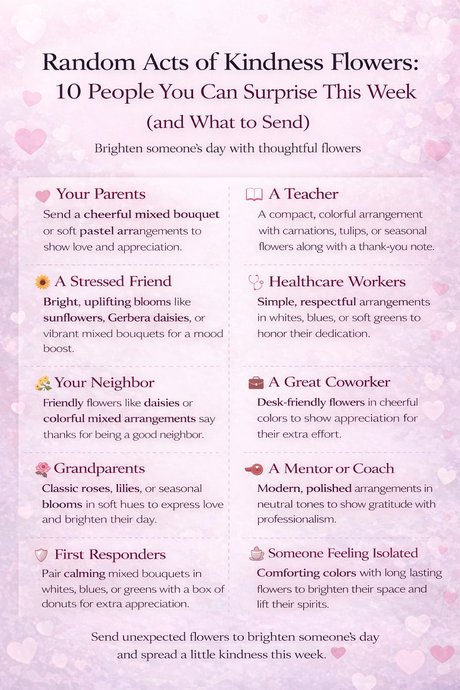 Random Acts of Kindness Flowers: 10 People You Can Surprise This Week (and What to Send)