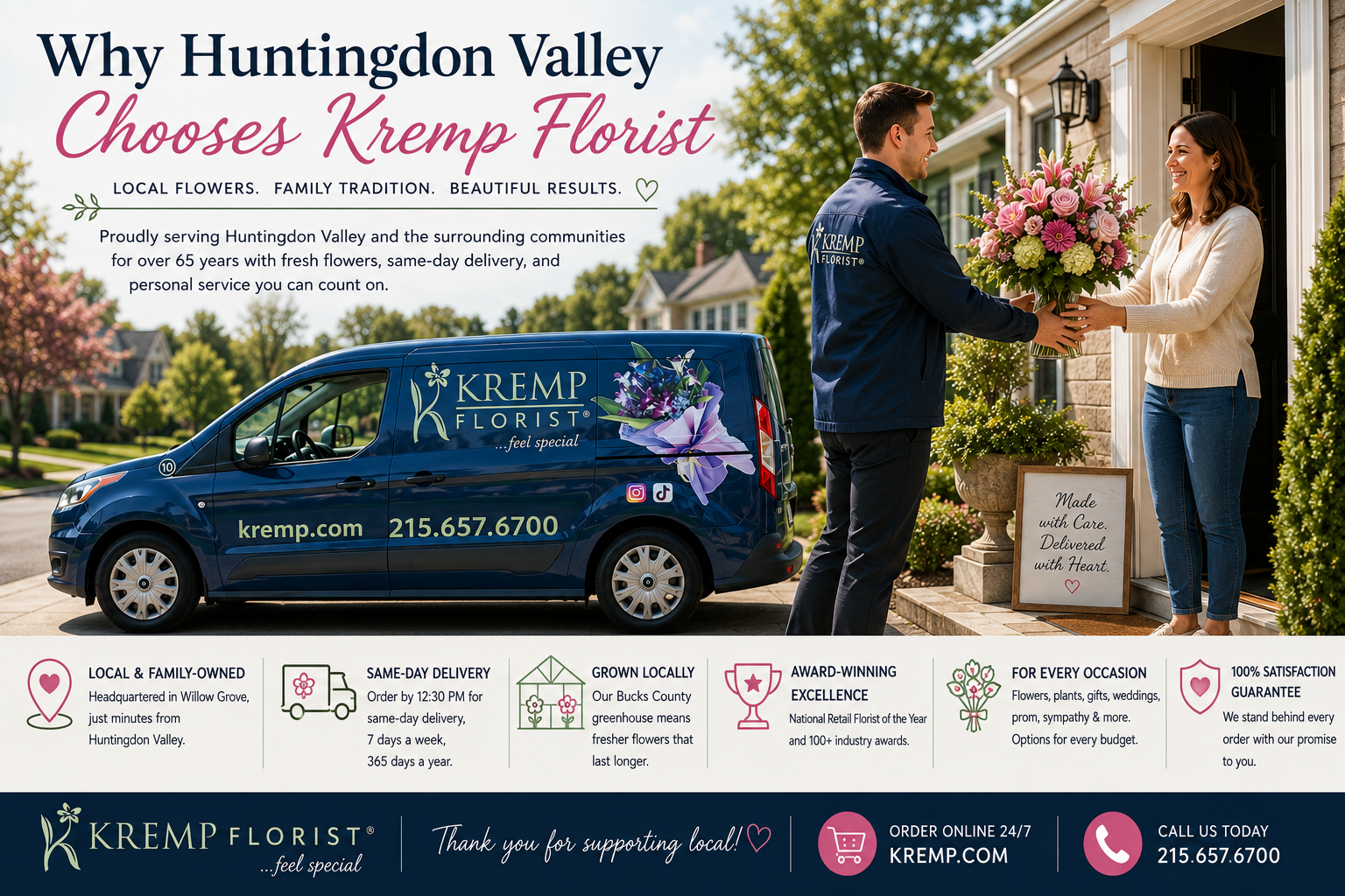 Why Huntingdon Valley Chooses Kremp Florist for Local Delivery