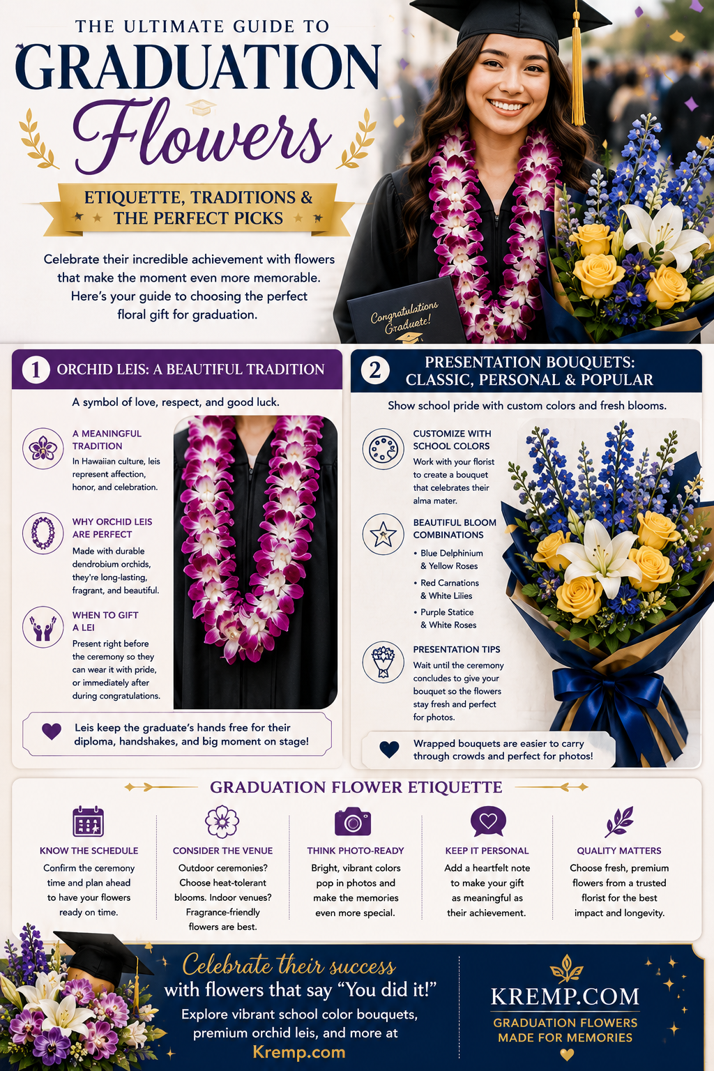 Graduation Flower Etiquette: Leis, Bouquets, and What Colors to Choose