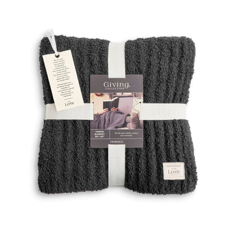 Gray ribbed giving blanket