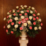 24 Carnations and 24 Roses in a funeral basket