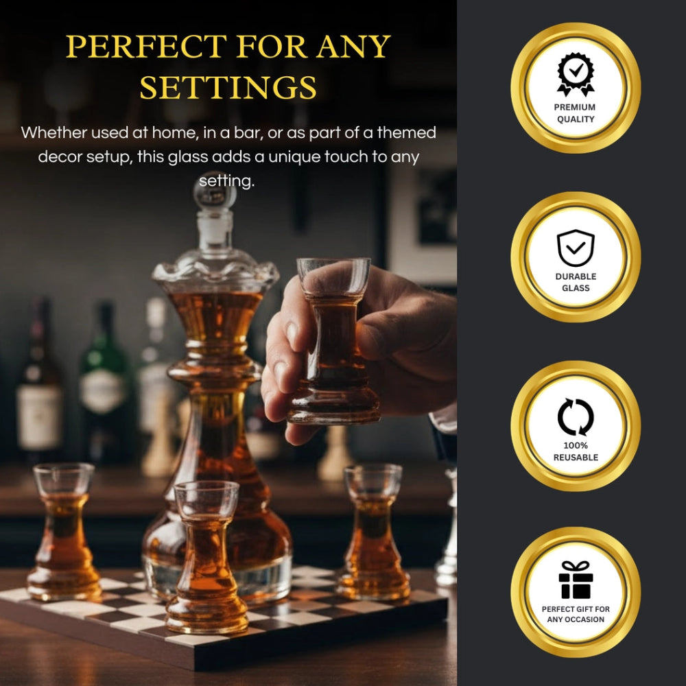 Chess themed decanter with rook glasses
