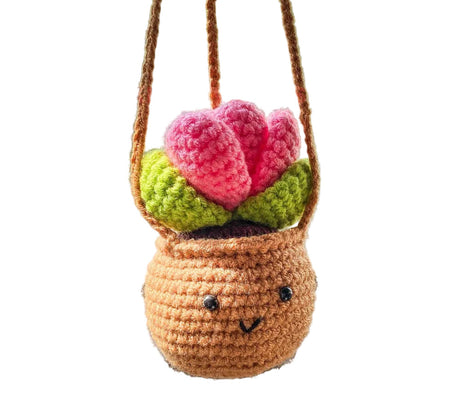 Crochet Hanging Succulent Car Charm