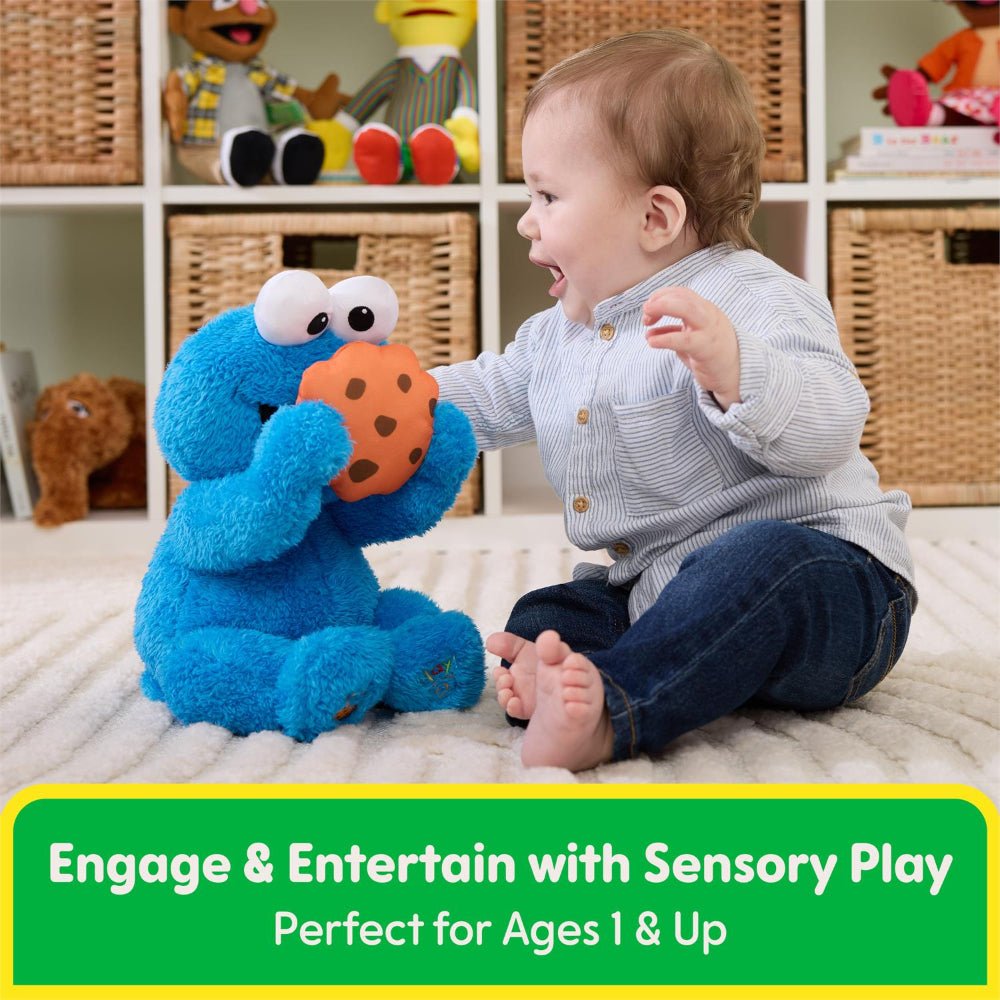 Baby with cookie monster toy