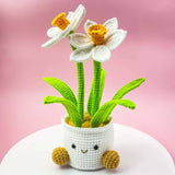 Handmade crochet daffodils
