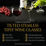 Two wine glasses with red and white wine, grapes, and a bottle on a dark background with promotional text.