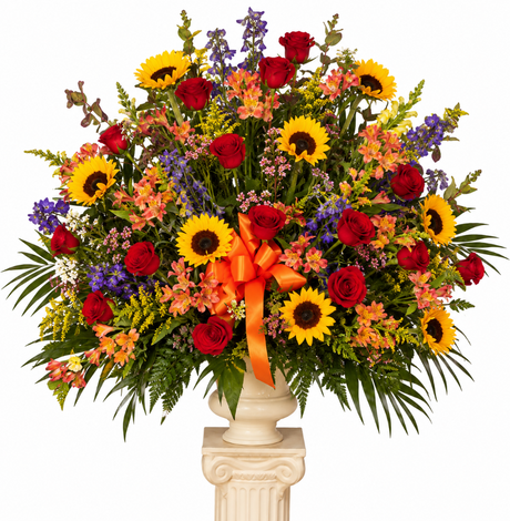 Mixed Garden Funeral Flower Basket