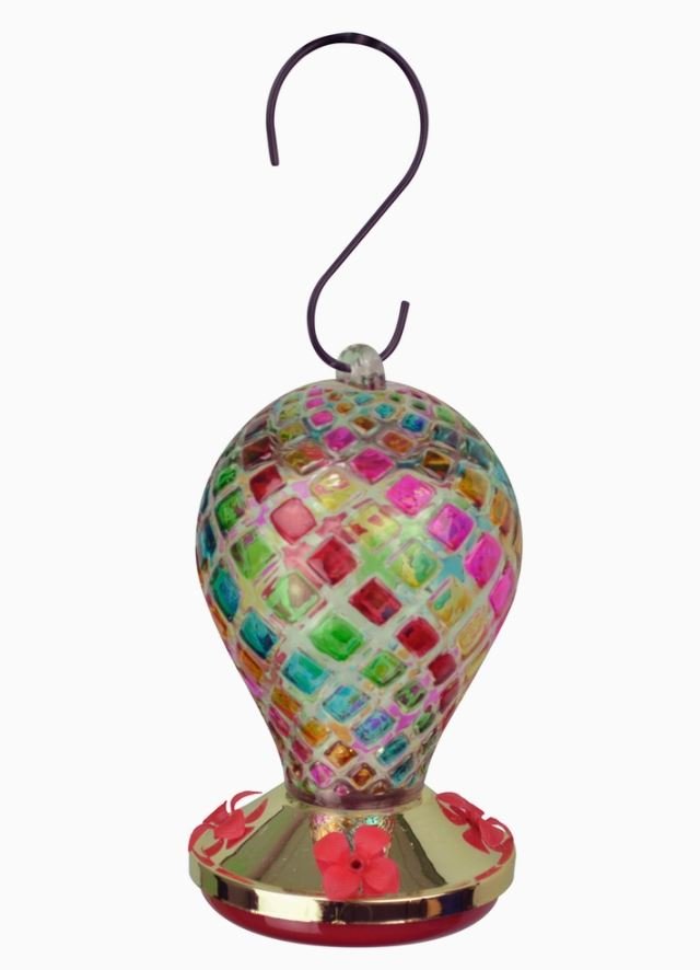 Rainbow Glass Hummingbird Feeder
