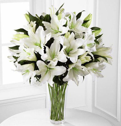 Light in your Honor funeral flower arrangement of all white flowers Large
