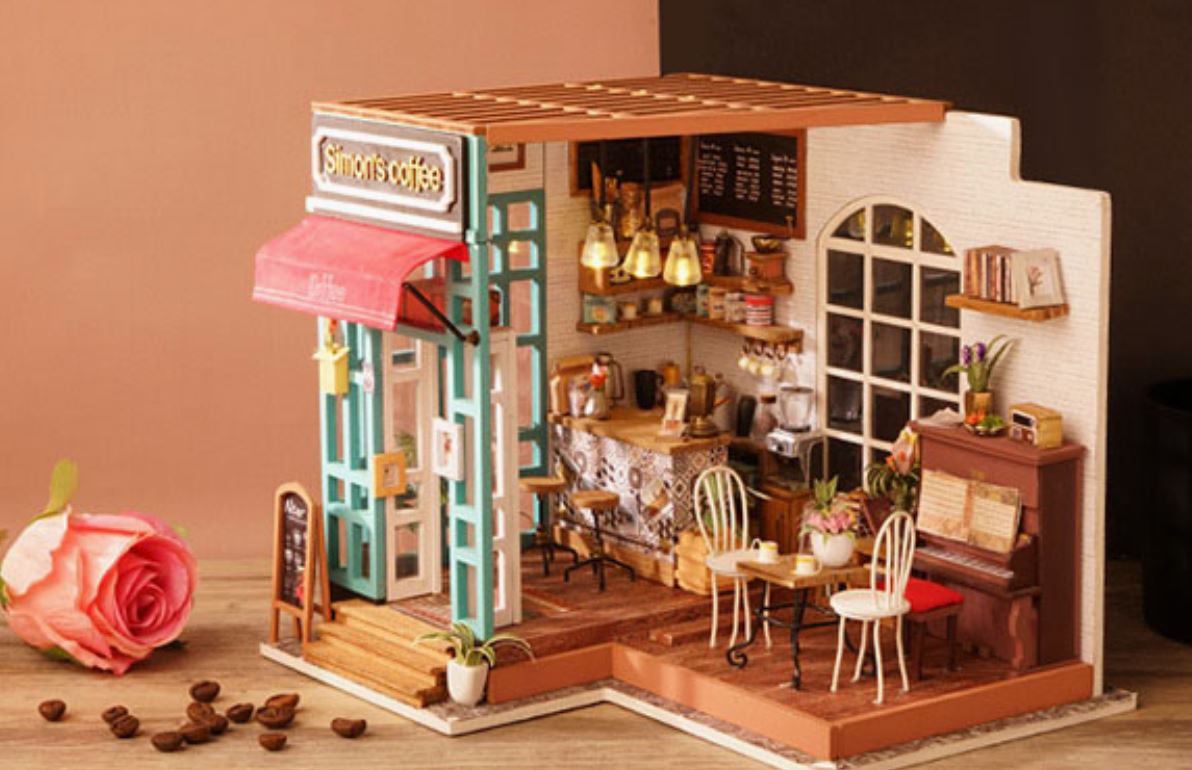 DIY 3d wooden coffee shop puzzle