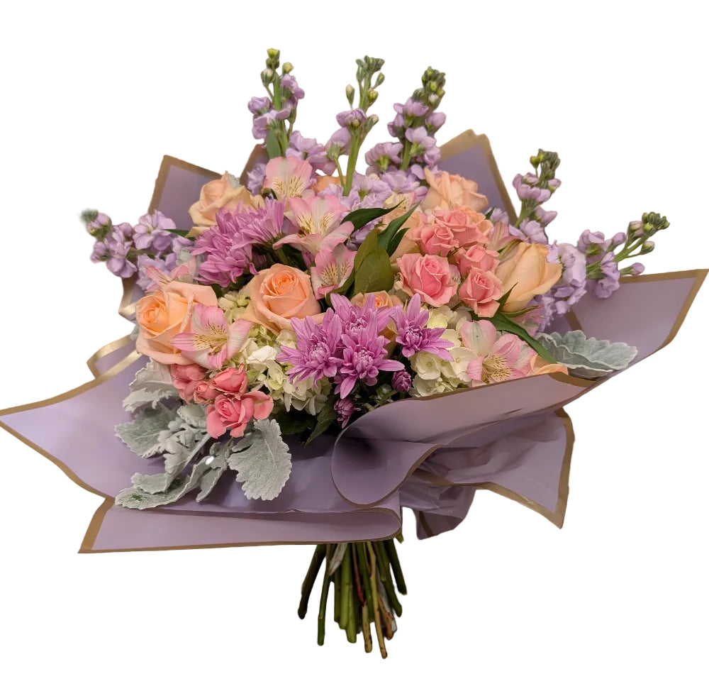 Silver Lining Wrapped Bouquet in Korean paper