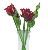 Red Roses Glass Flowers in vase