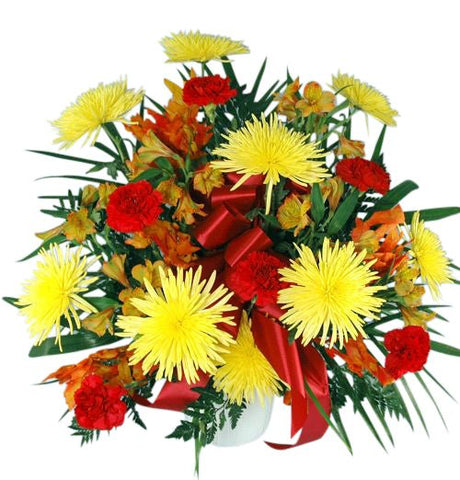 Standard Funeral Mache of assorted inexpensive flowers for funeral