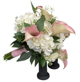 White hydrangea and calla lily clutch bouquet - Pink