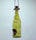 Yellow Glass Wine Bottle Bird Feeder