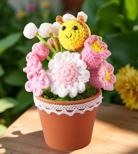 Handmade Crochet Bee Flower Pot