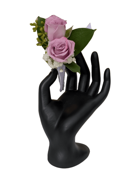 Double Rose Boutonniere - Lavender