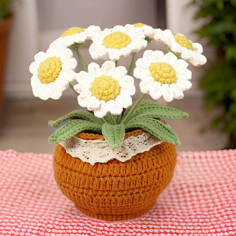 Crochet Large Daisy Pot