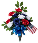 Artificial Patriotic Cemetery Vase