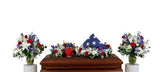 3 piece patriotic cremation funeral package with full S shaped garland
