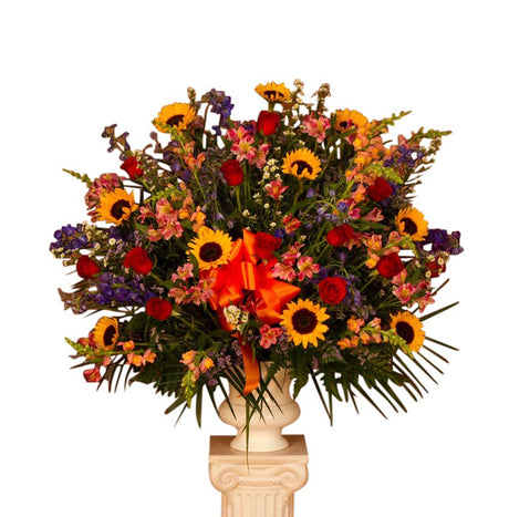 Mixed Garden Funeral Flower Basket