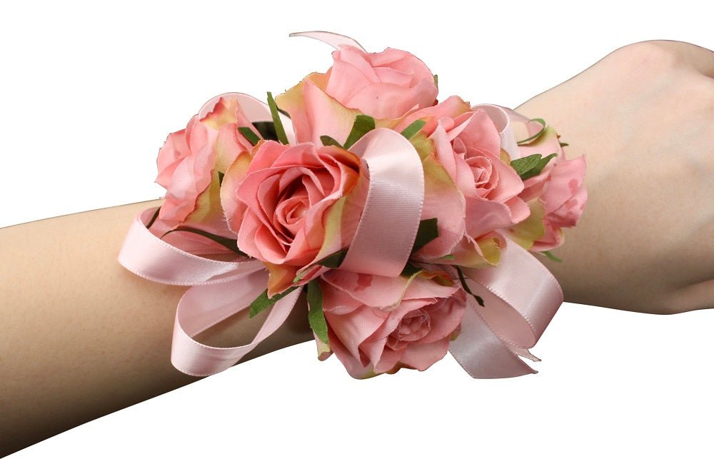 Pink Silk Spray Rose Wristlet Corsage