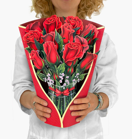 Red roses pop-up greeting card